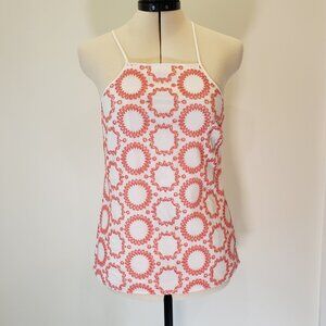 Banana Republic Milly Embroidered Pink White Geometric Lined Tank Top Size XS